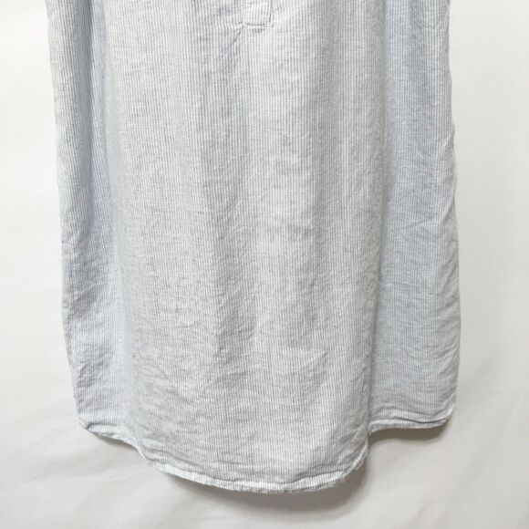 TAHARI Dress 2X 100% Linen Pinstripes Sleeveless Shift Mini Popover White Blue - Picture 5 of 11